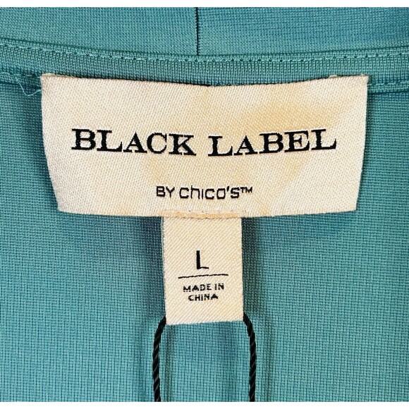 NWT Chico's Black Label Cowl Neck Top Dressy Shirt Tunic Tie Neck Bow Blue Large - Picture 7 of 11